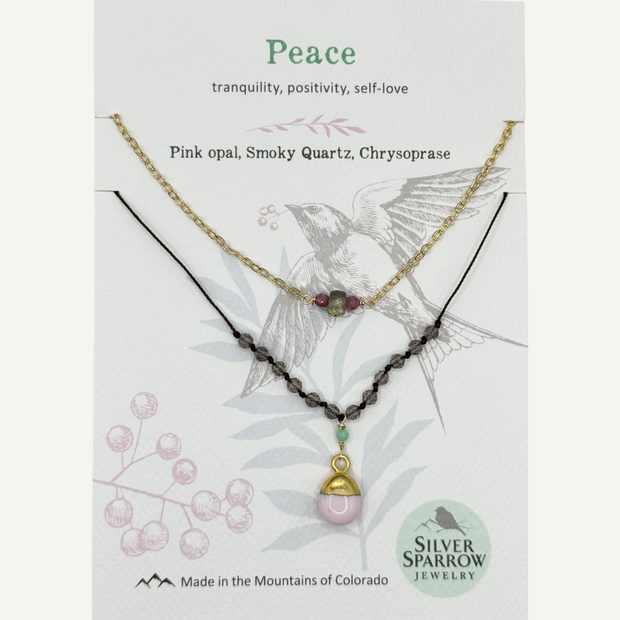 Gold Drop Layered Pink Opal Necklace