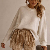 Crushed Velvet & Lace Shorts, Three Colors