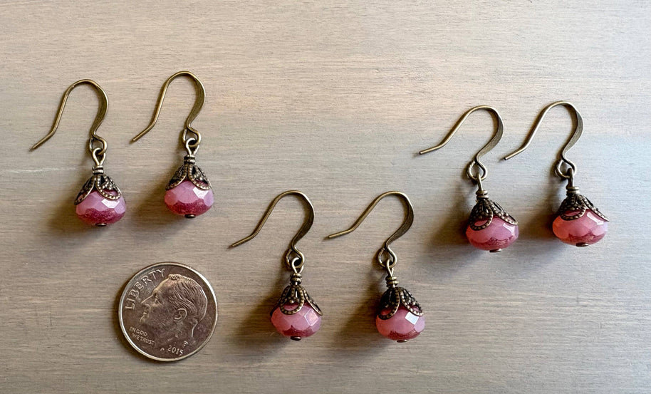 Earthen Beauty Simple Drop Earrings in Raspberry