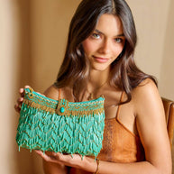Turquoise Fringe Beaded Crossbody