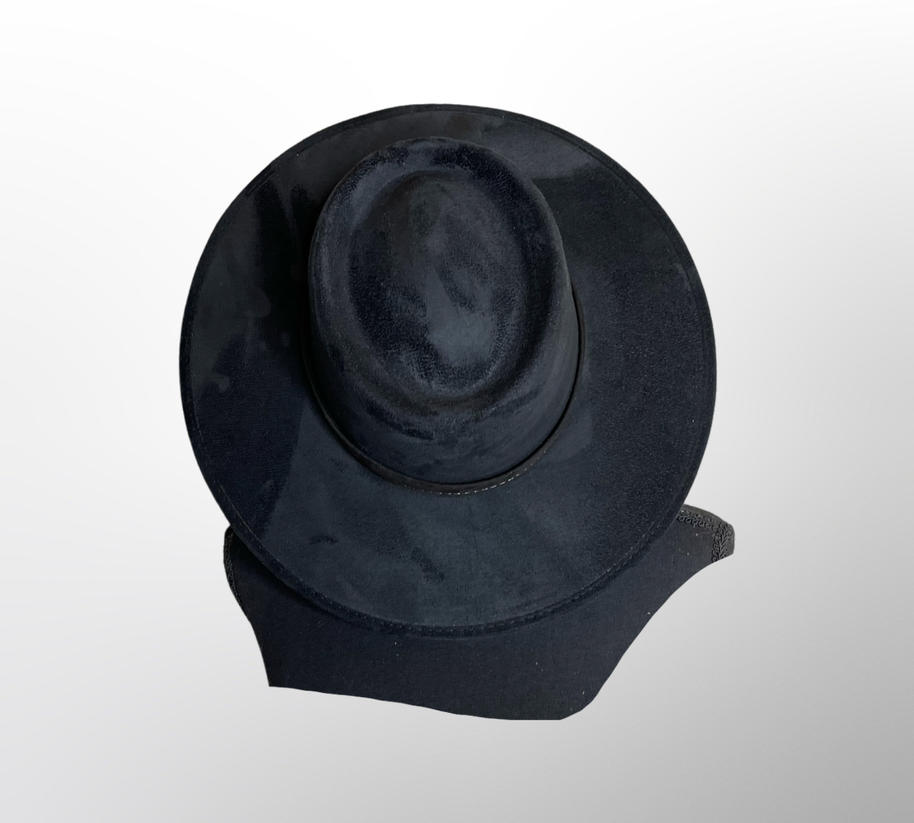 Crown Vegan Suede Flat Brim Boater Hat
