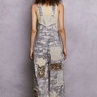 Crochet contrast patch overalls