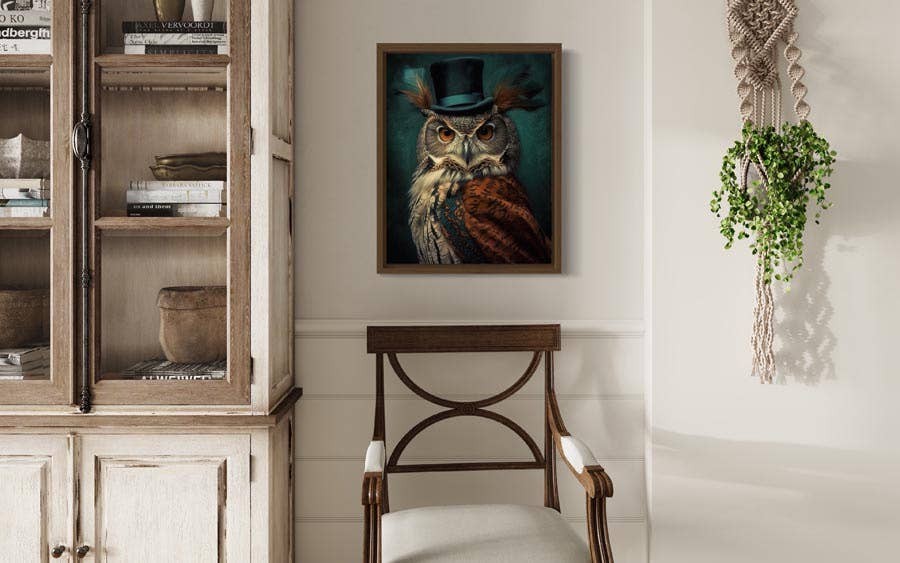 Gentleman Owl Vintage Portrait Wall Art