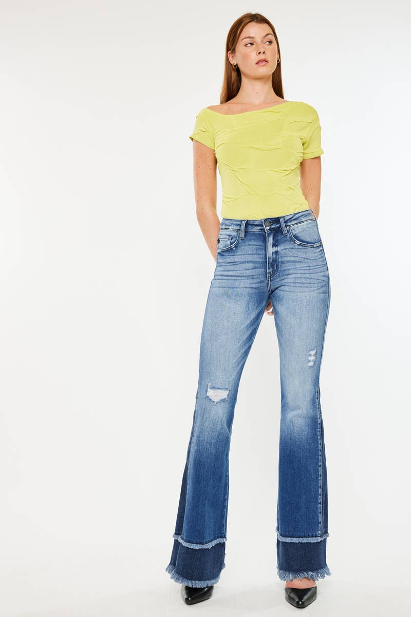 Kan Can Double Frayed Hem Jeans