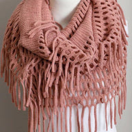 Fringe Knit Infinity Scarf