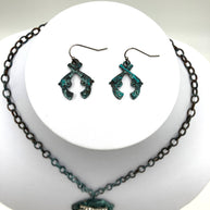 Rhinestone Pistol Necklace with Earrings