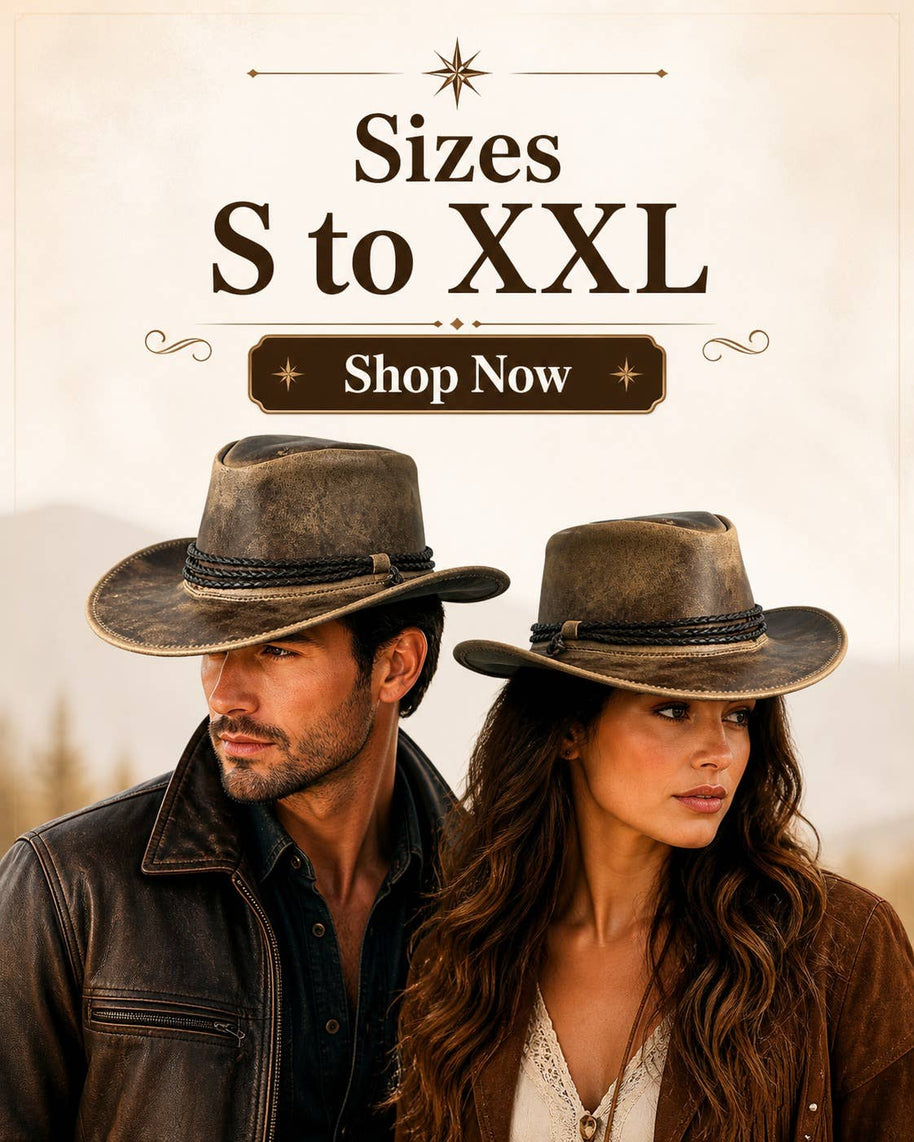Banjo  Leather Cowboy Western Hat