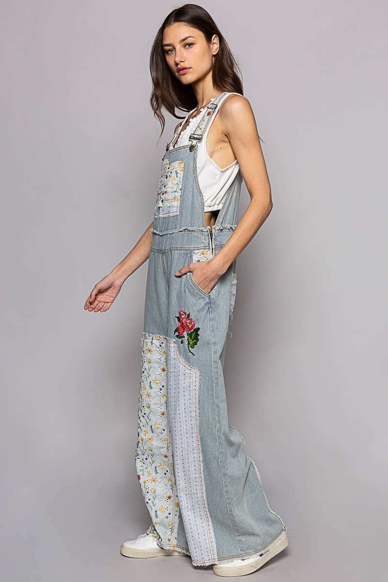 Patchwork Denim Overall