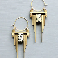 ArtDeco Dalmatian jasper hoop earrings