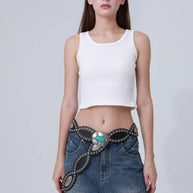 Boho Western Belt – Turquoise Inlaid Buckle