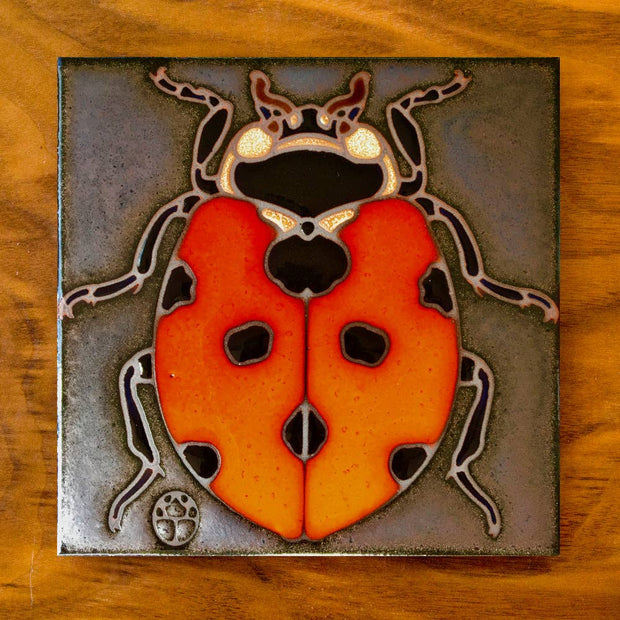 Lady Bug Hand Glazed Art Tile Trivet