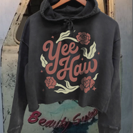 Yee Haw Cropped Hooded Sweatshirt