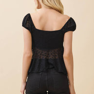 Ruffle Lace Sweetheart Shirt