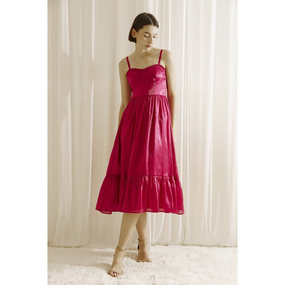 Bustier Midi Dress, Magenta