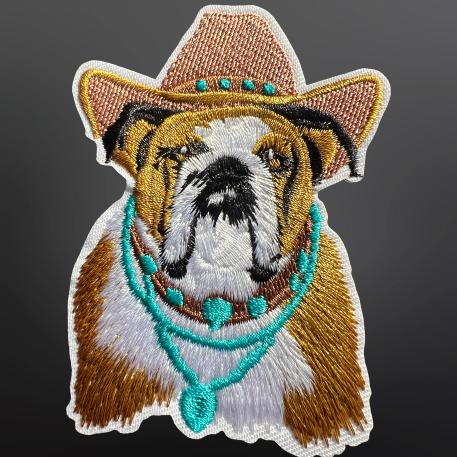 Western Iron On Trucker Hat Patch - Basset Hound Bulldog