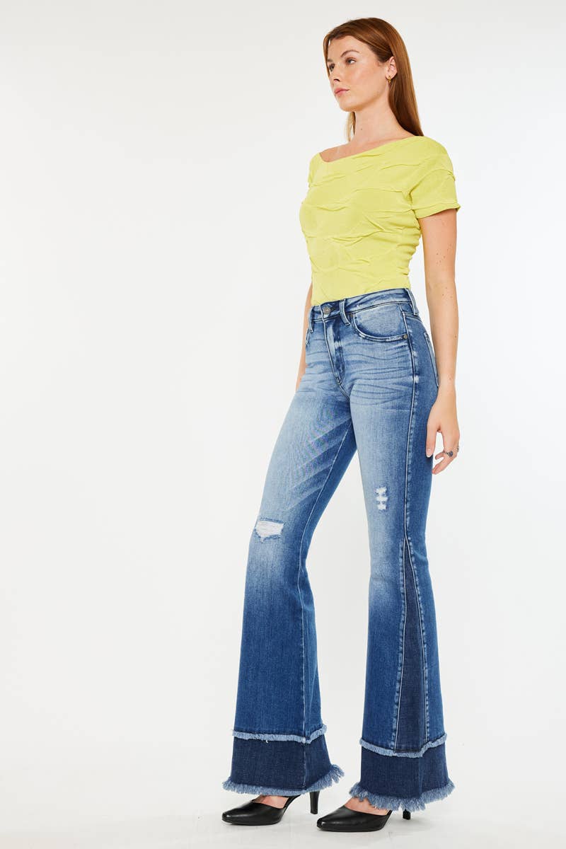 Kan Can Double Frayed Hem Jeans