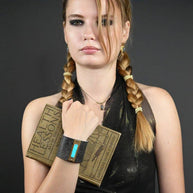 Rose Gold Leather Cuff w/ Pyrite