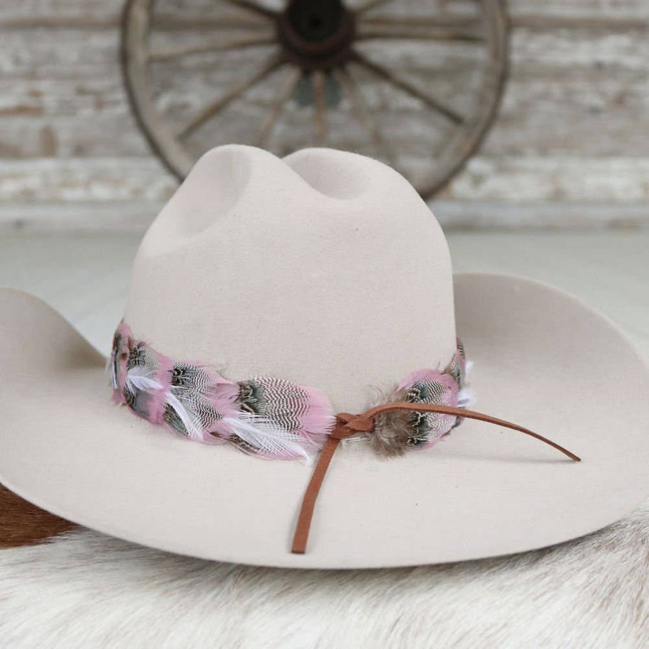 Blossom Pink Feather Hat Band