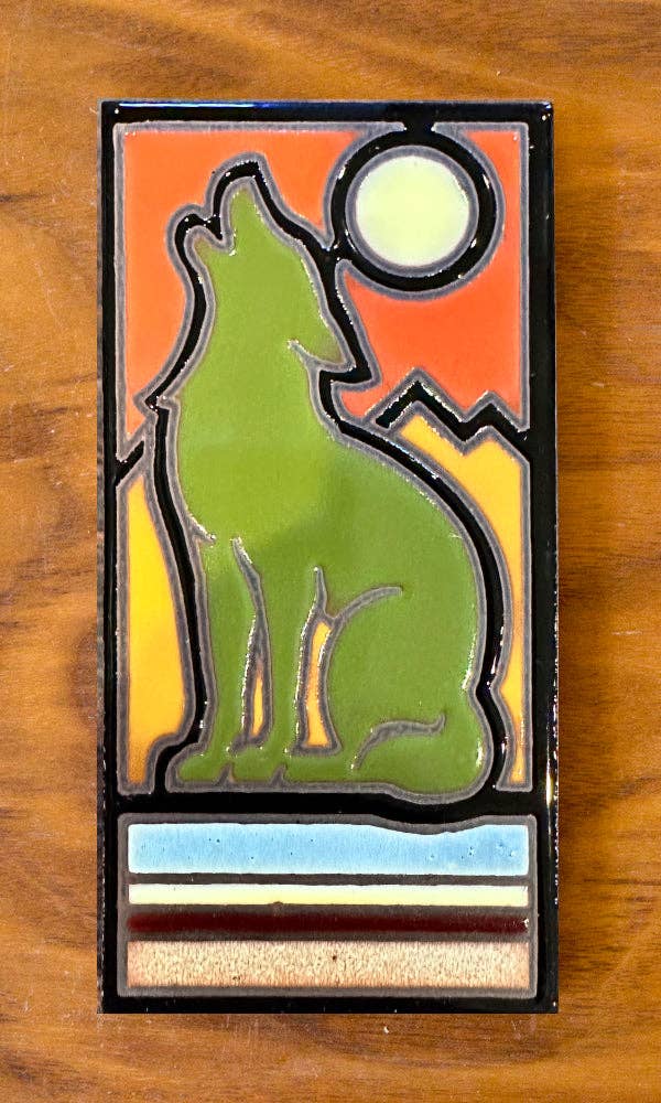 Retro Coyote Handpainted Tile: Palette #3