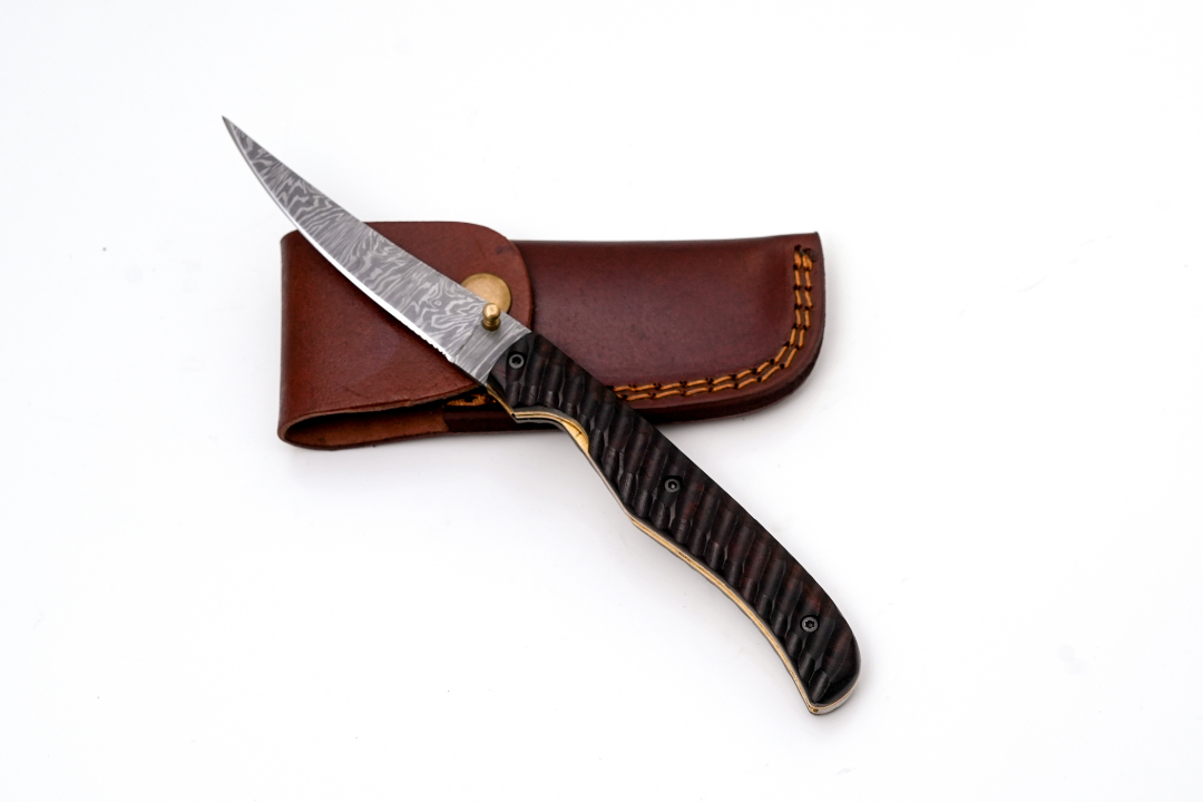 Hand-Forged Damascus Slim Folder Knife