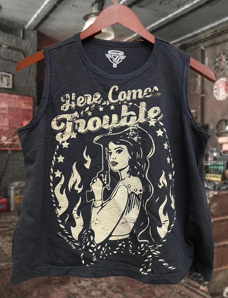 Trouble Muscle Crop T-shirt