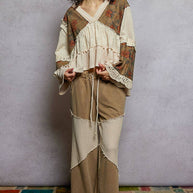 Long sleeve patchwork ruffle top