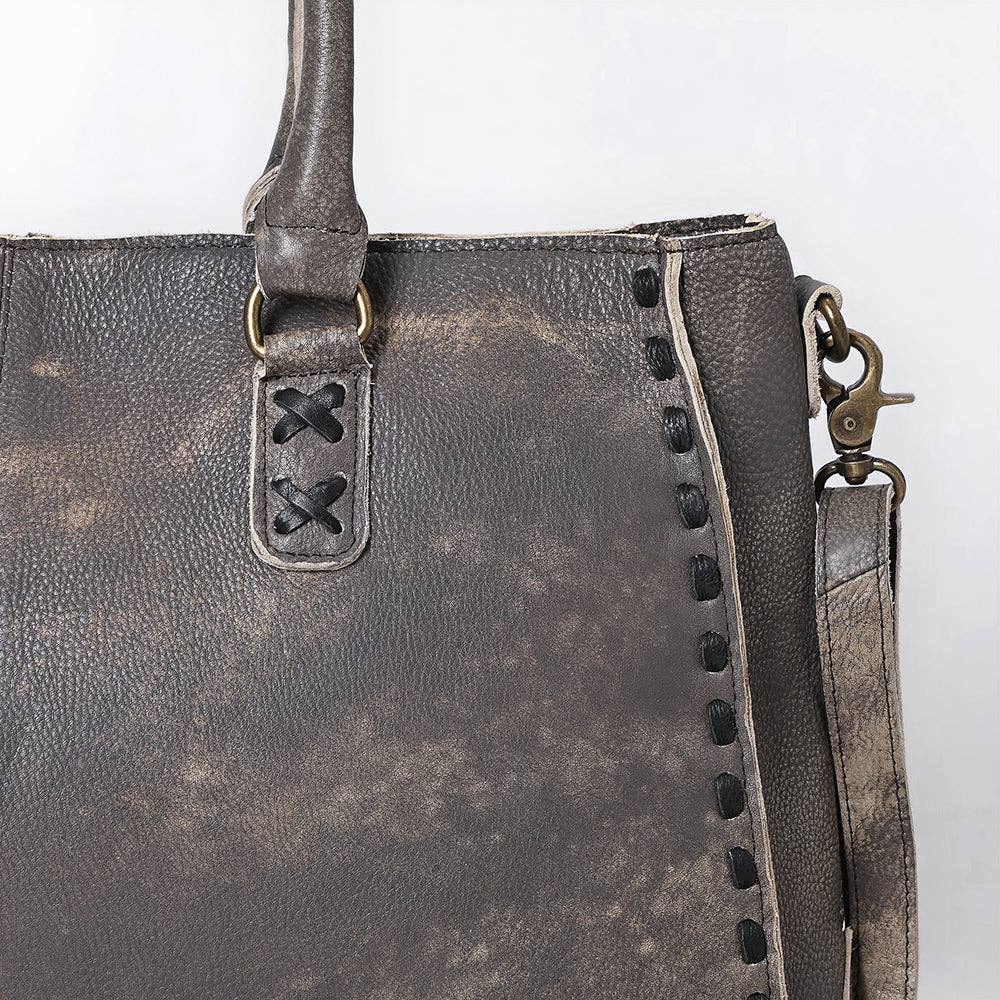 Genuine Leather Tote with Fringe