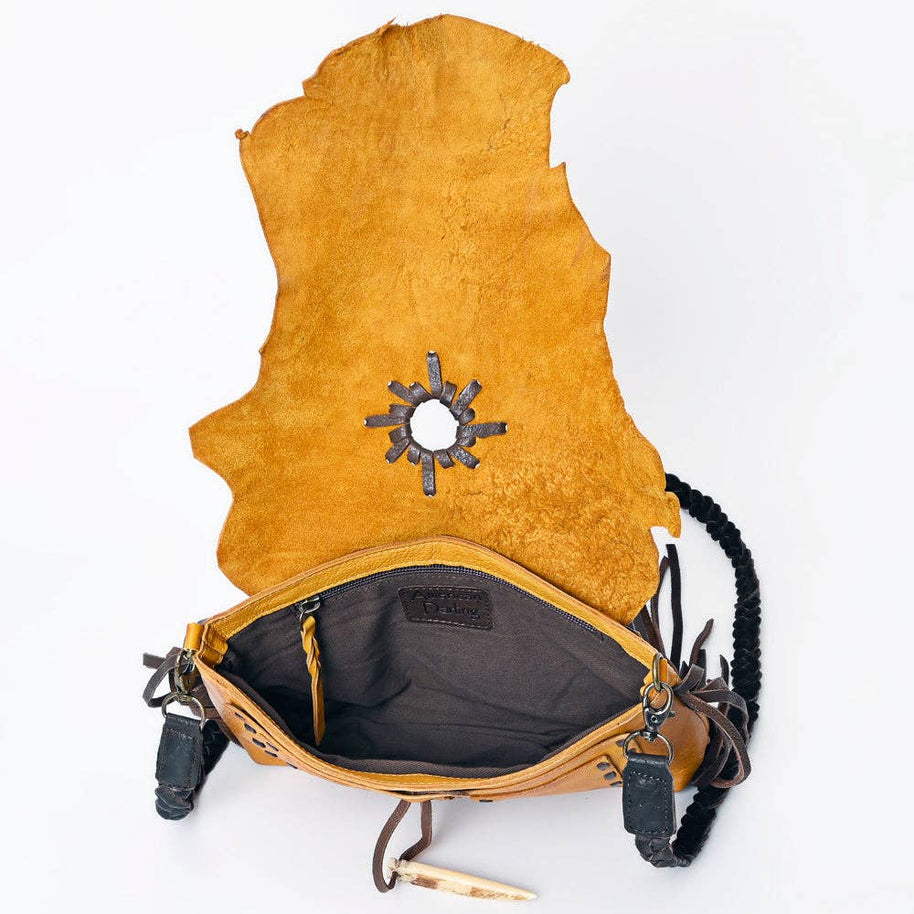 Rustic Leather Fringe Crossbody