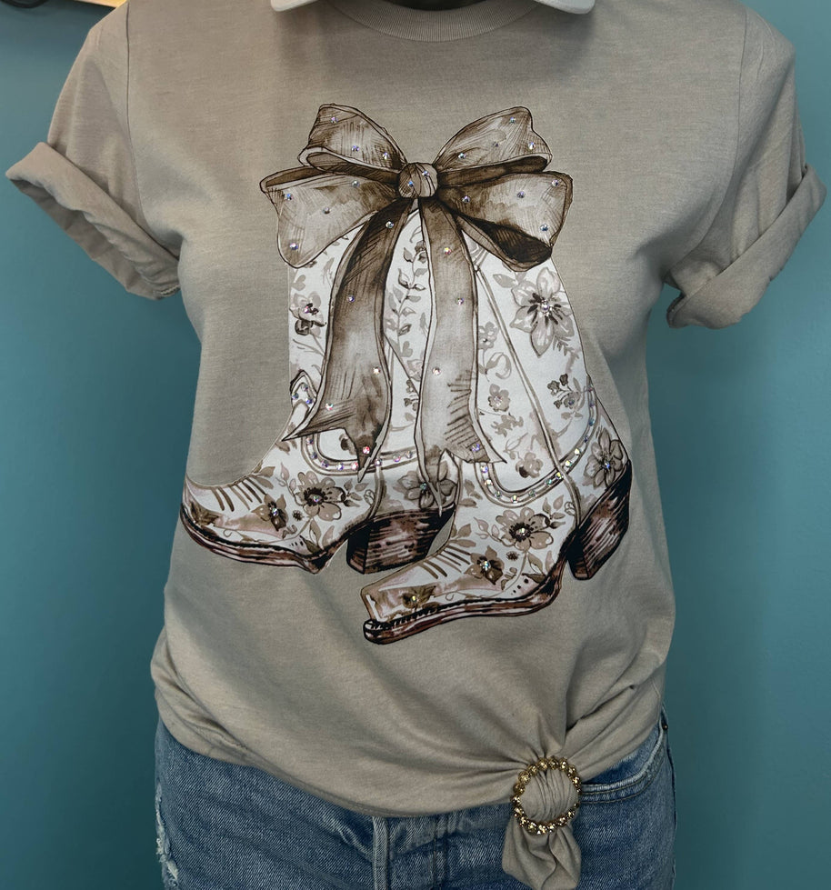 Tee Tie Round Gold with Blingy Light Topaz Rhinestones
