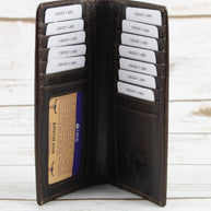 Tooled Leather Men's Long Wallet, Brown