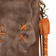 Natural Leather Crossbody with Bone Clasp