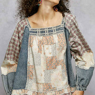 Double Gauze Woven Patch Top