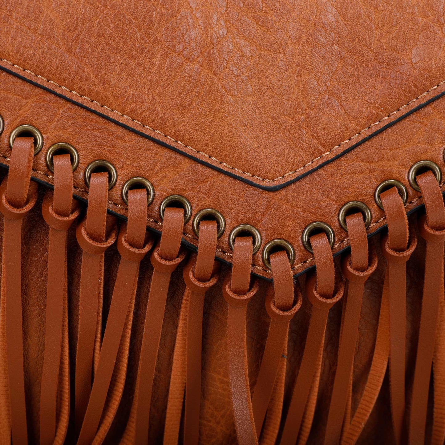 Dallas Classic Vegan Leather Western Fringe Crossbody Bag