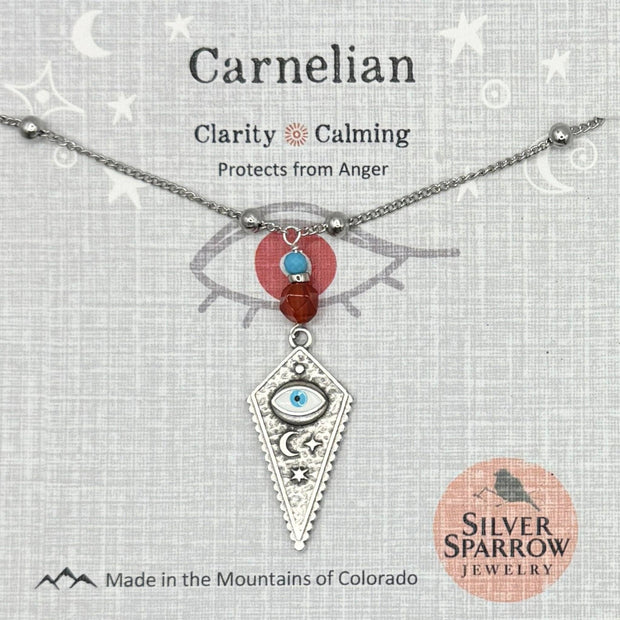Carnelian with Evil Eye Necklace