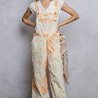 Floral Patchwork Woven Overalls