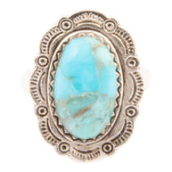 Bronco Blue Turquoise Sterling Silver Concho Ring
