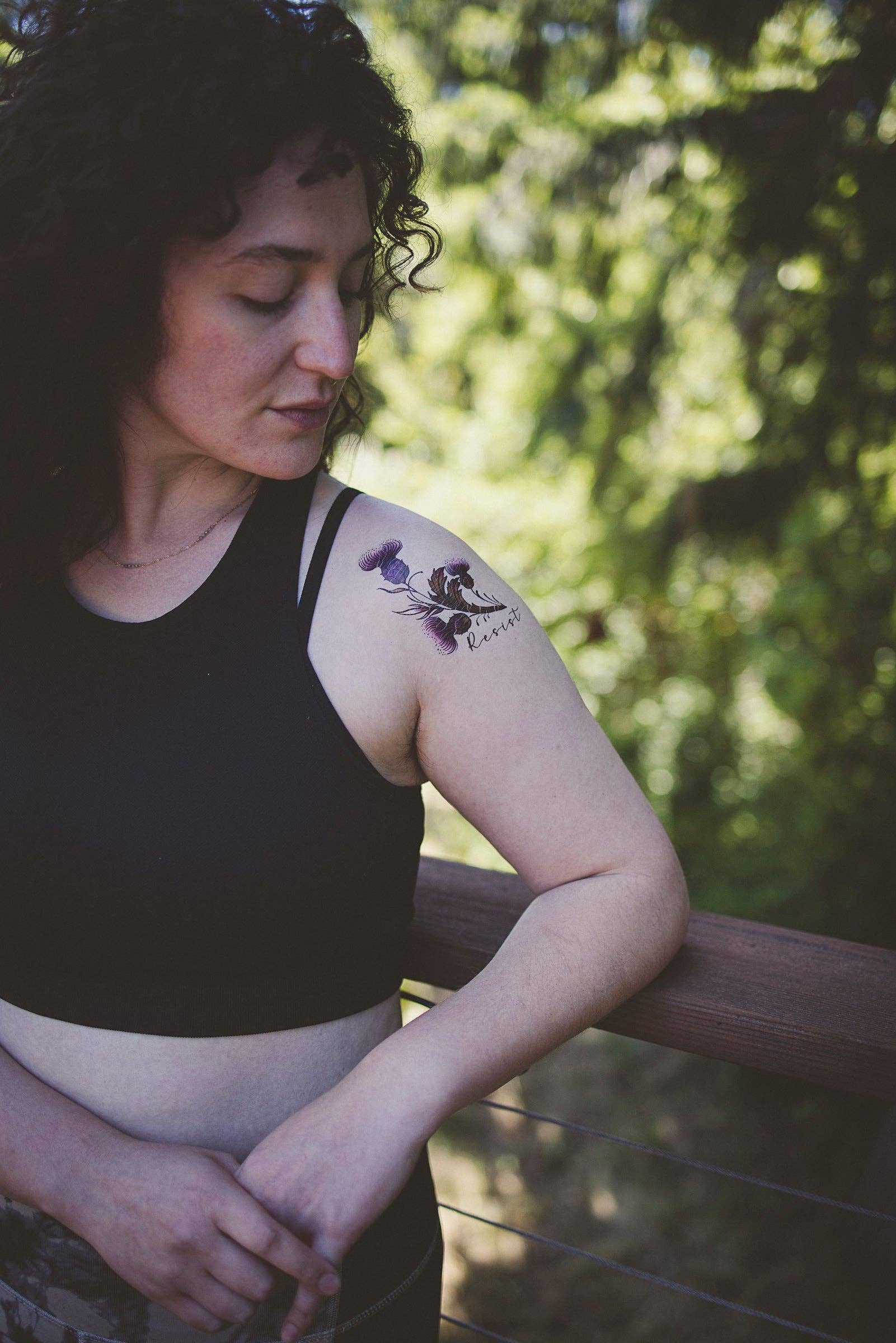 Resist Milk Thistle Floral Temporary Tattoo