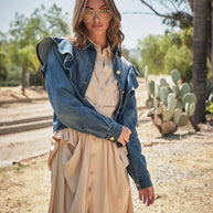 Diagonal Ruffled Denim Jacket