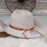 Brown Studded Goat Leather Hat Band