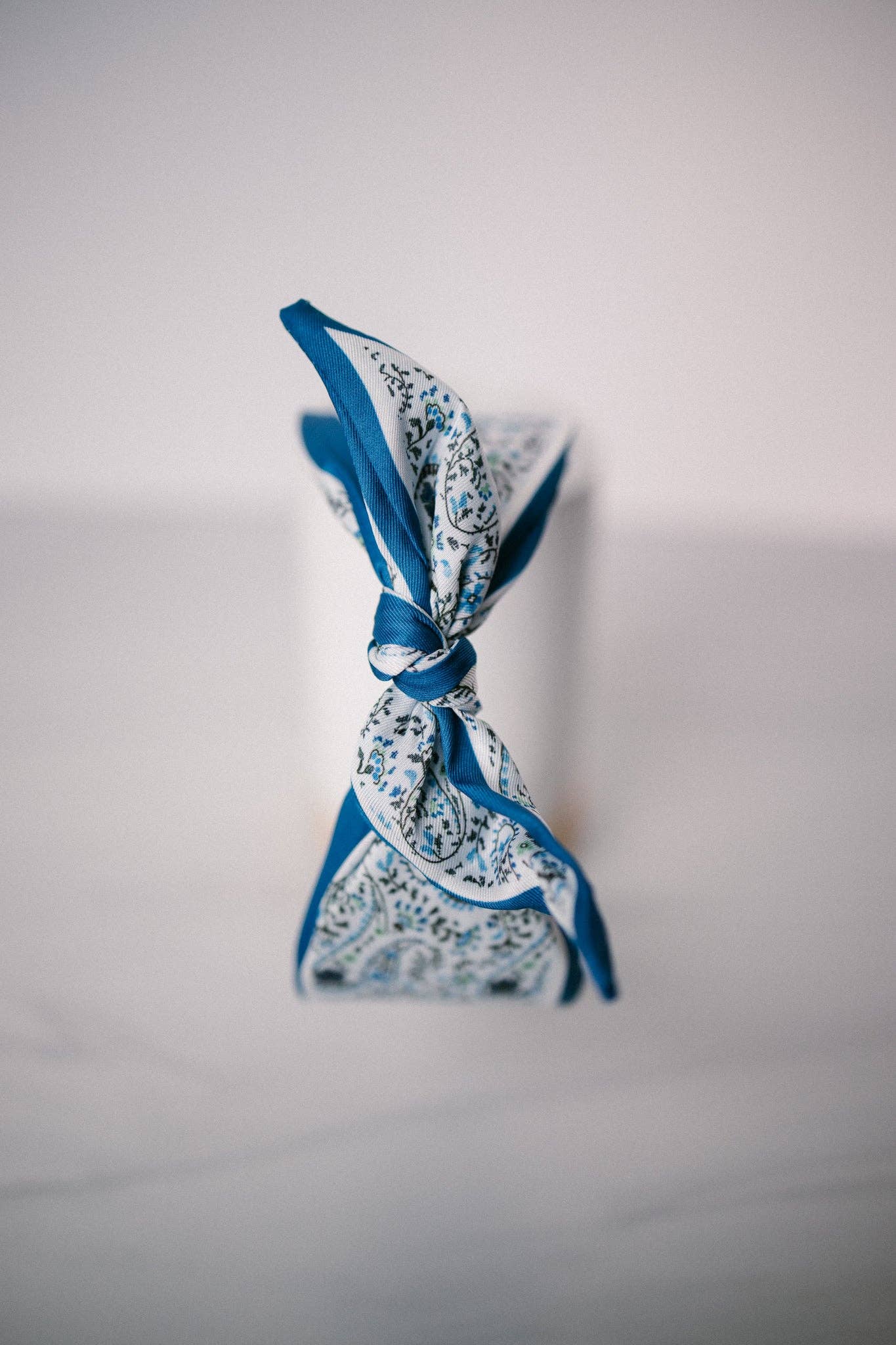 Bright Blue Paisley Boho Satin Scarf Bow Knot Headband