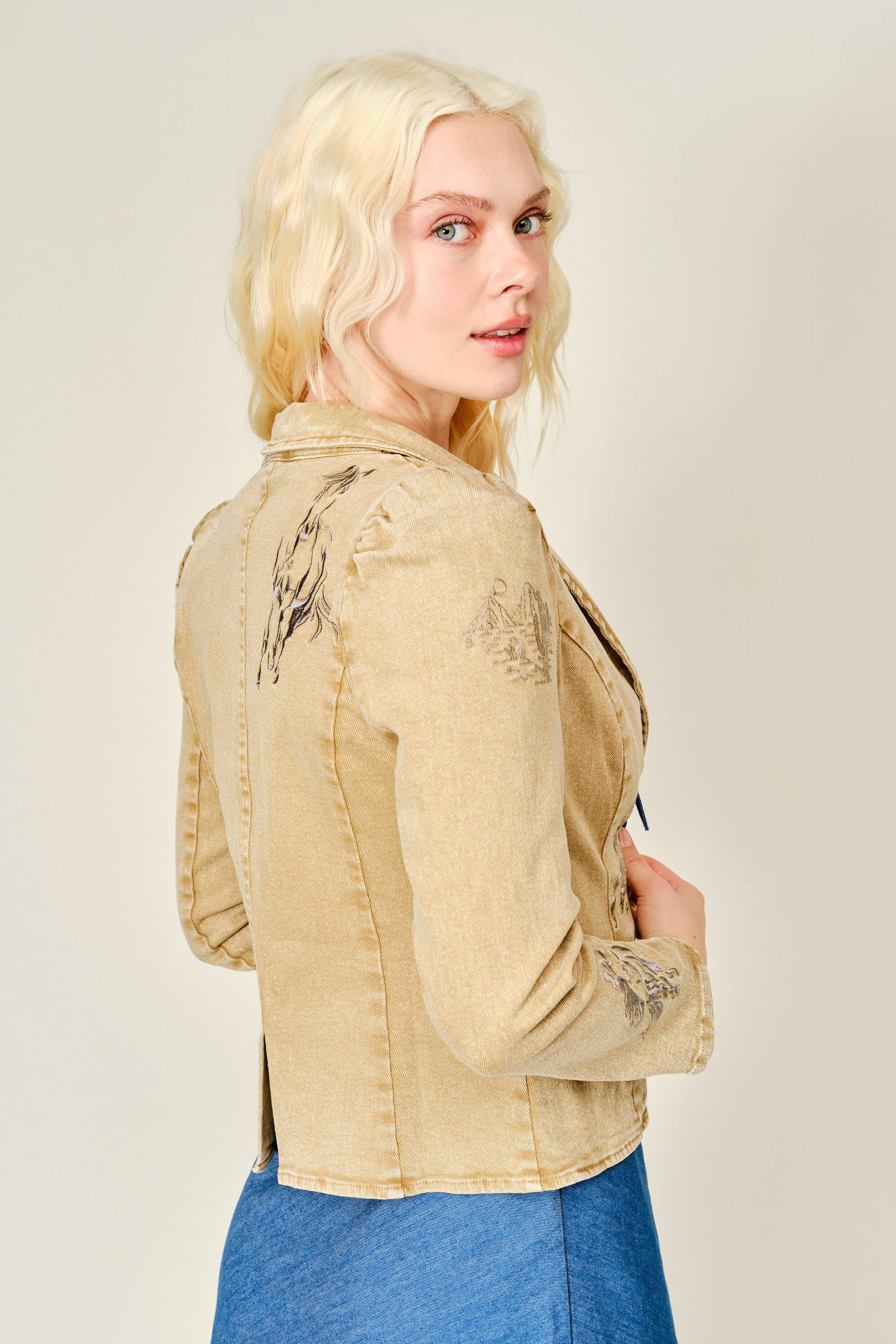 Denim Western Blazer, Taupe