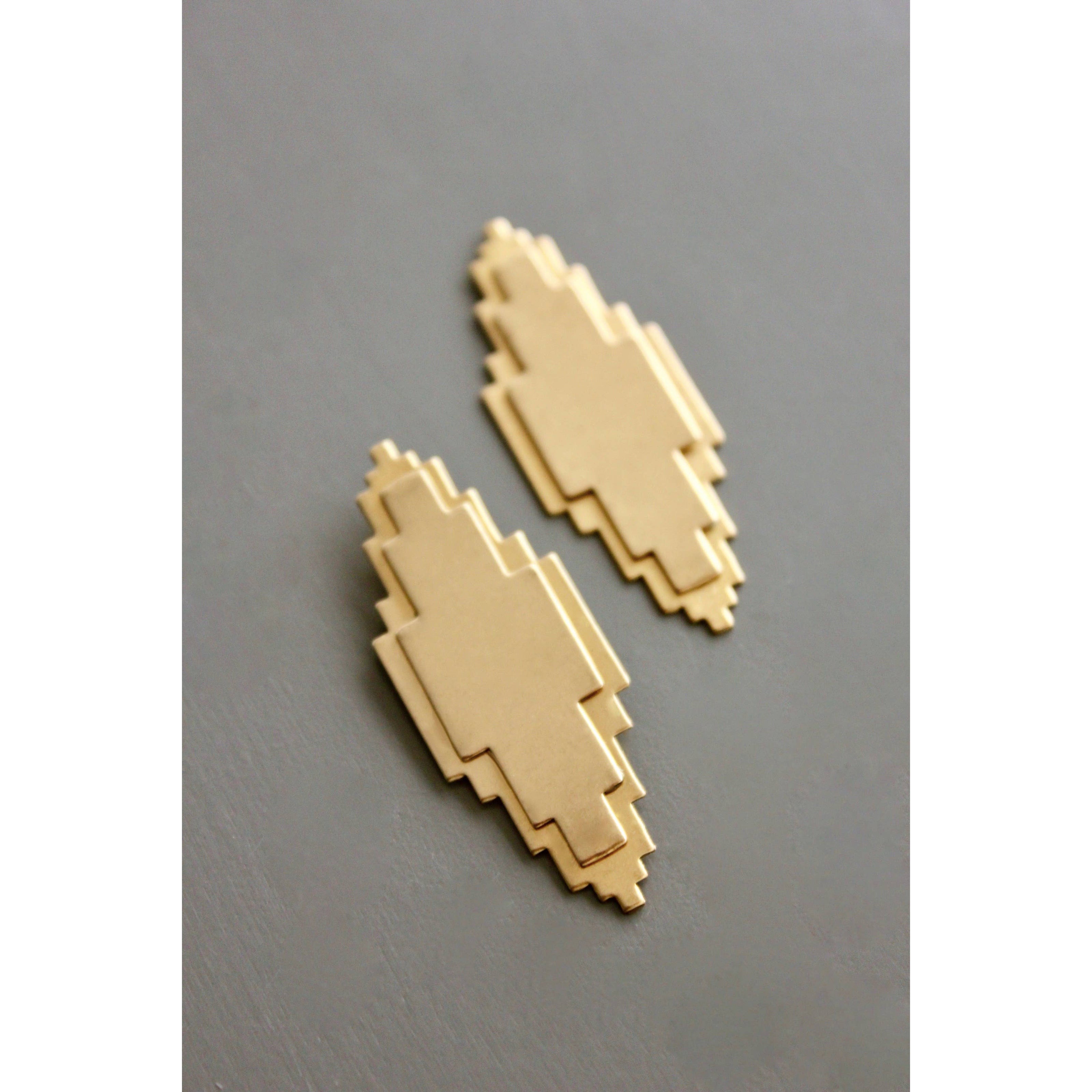 Geometric brass post earrings