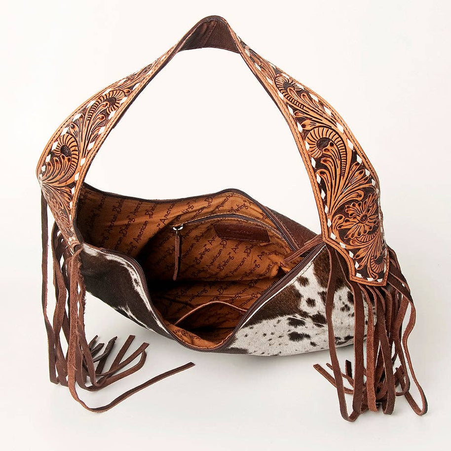 American Darling Hobo Bag Hair-On Hide with Tooled Leather Strap