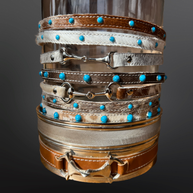 Western Cowhide Leather Turquoise Beaded Hat Band