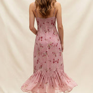 Floral Satin Fitted DRess