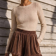 High-Waist Ruffle Velour Shorts