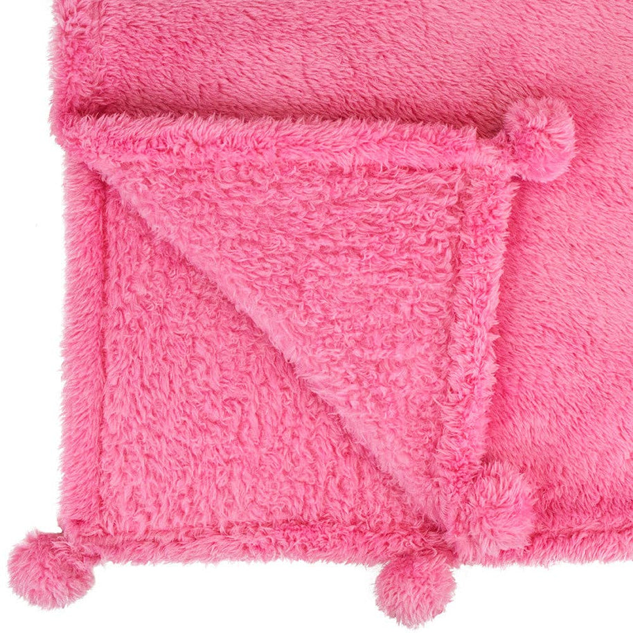 Pom Pom Twin Sherpa Blanket, Pink
