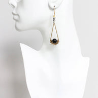 Dalmatian jasper and jet glass earrings