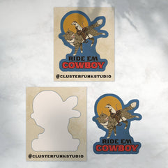 Ride Em Cowboy: Mouse and Cat Cowboy Sticker
