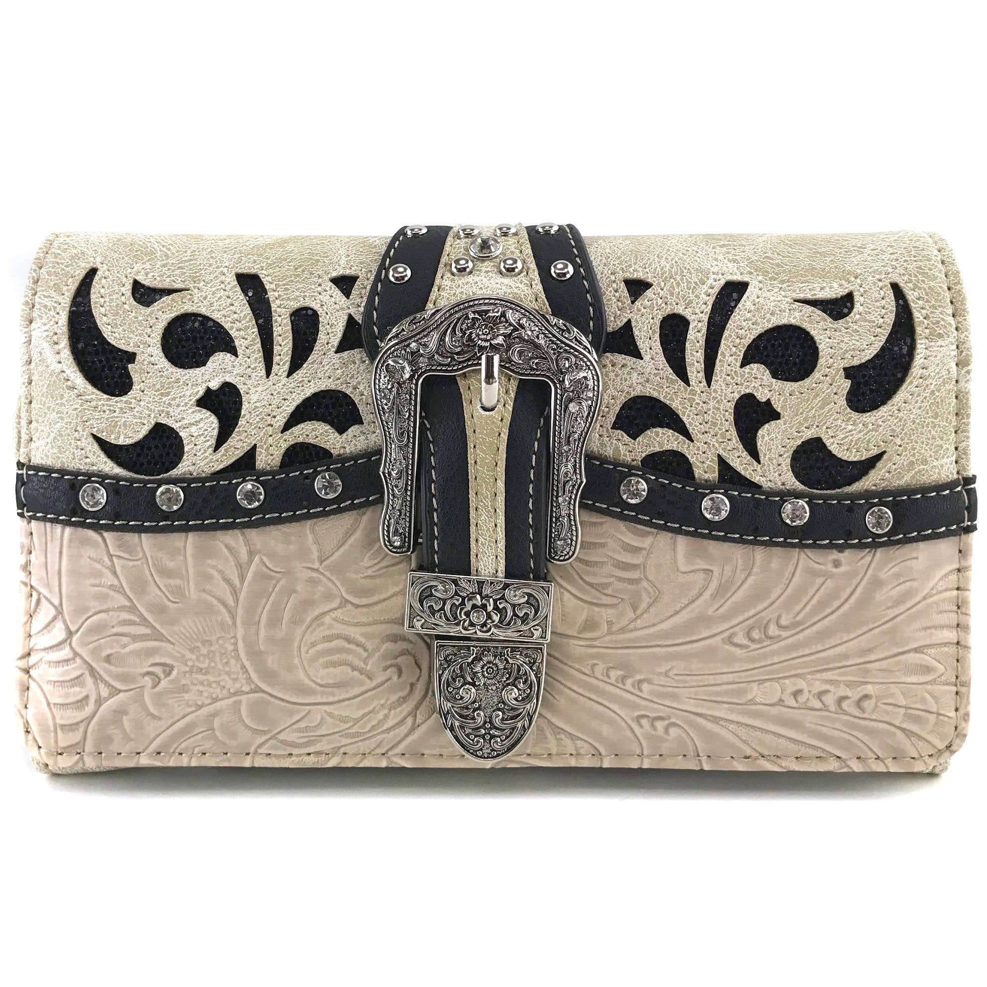 Western Shine Belt Buckle Crossbody Wallet